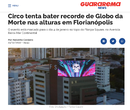 recorde de Globo da Morte nas alturas