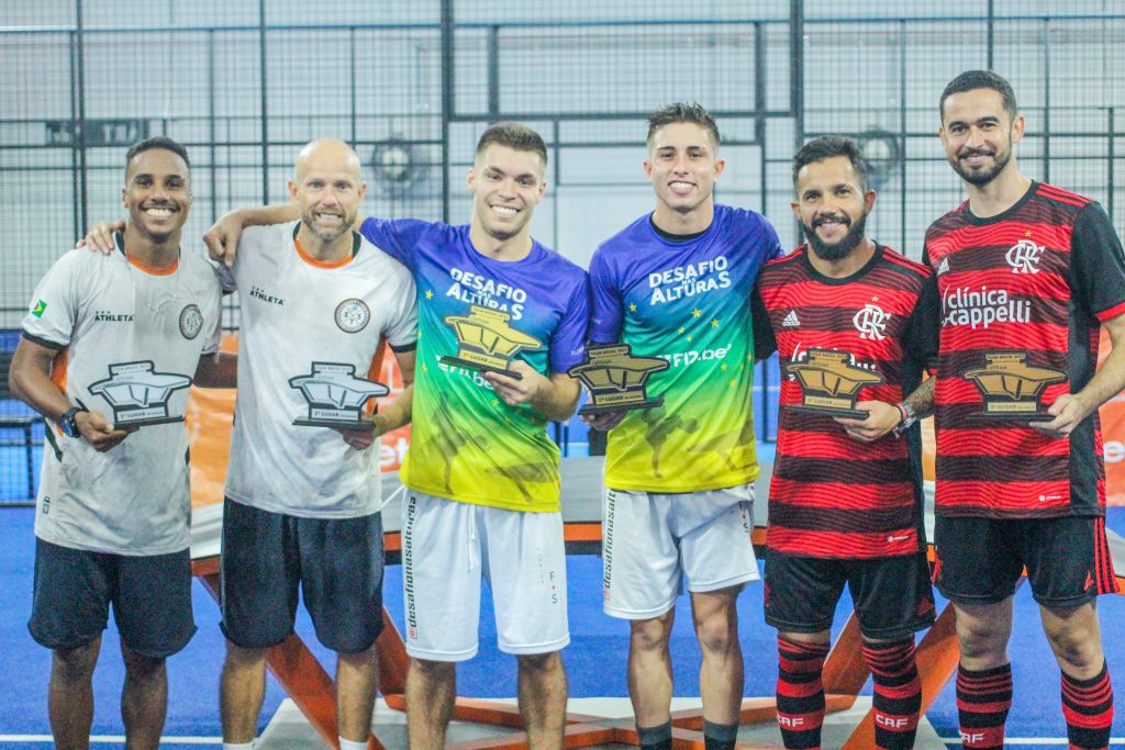 Pódio Dupla Masculina. Peleo e Lindoso, Matheus e Rodrigo, Marquinhos e Totonho. Foto: Carlos Ricky